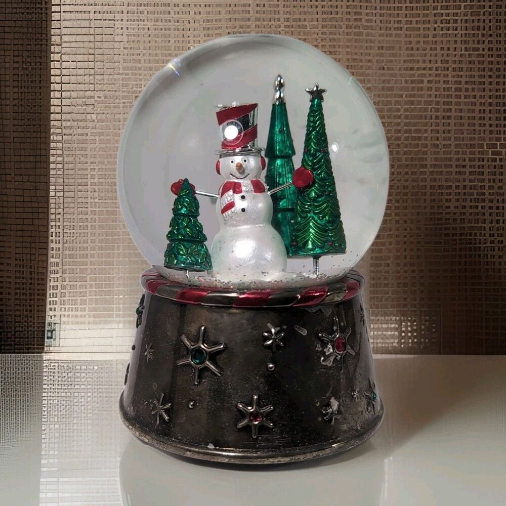 Reed & Barton Musical Water Globe Snowman Christmas Trees “Let it Snow..."